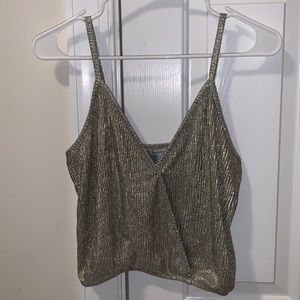 Charlotte Russe metallic cross front crop tank top